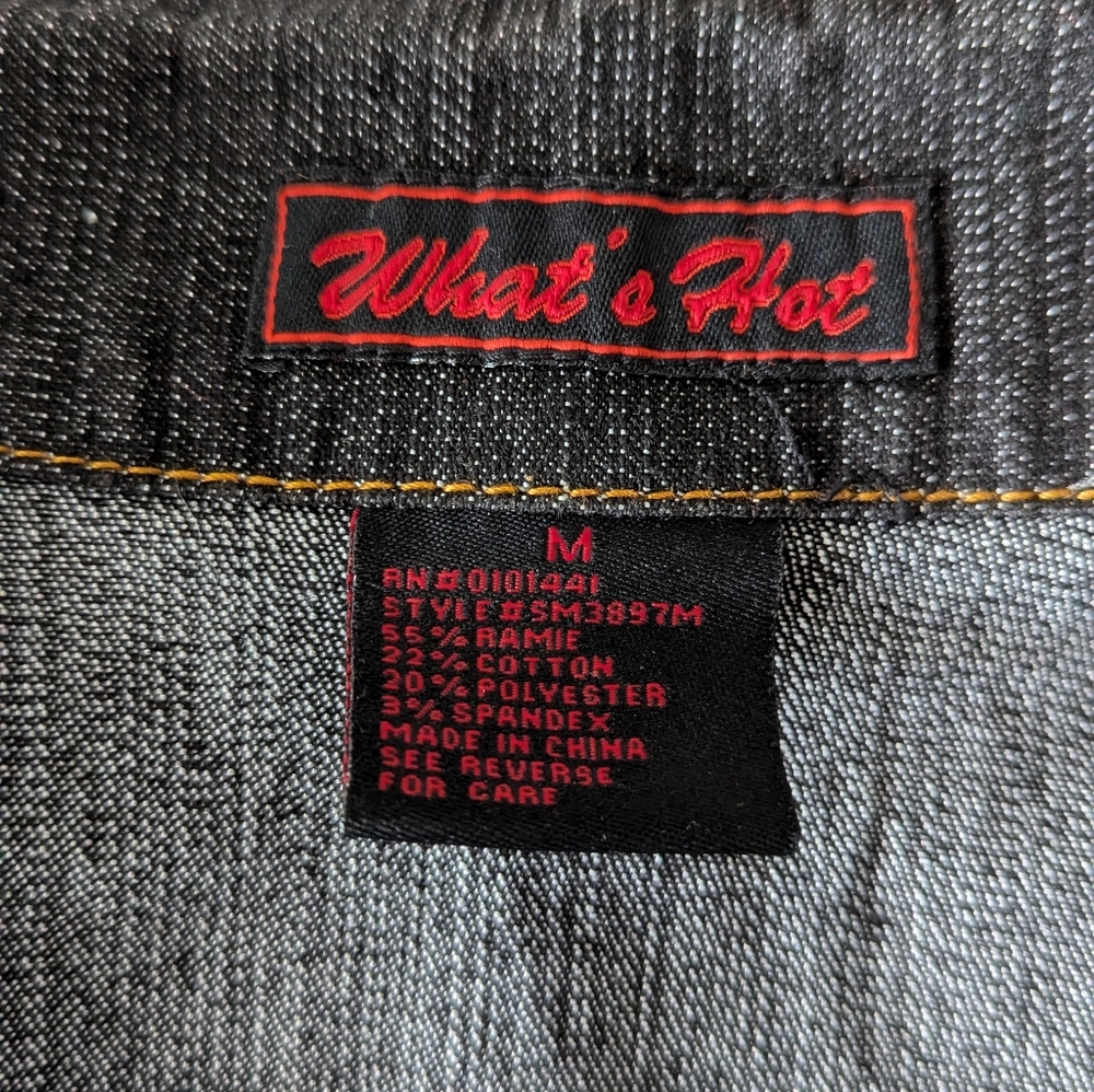 Vintage Y2K Dark Wash Denim Military Style Top by What's Hot Size M - Picture 6 of 7